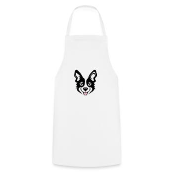 Happy Shiba Inu Chien Langue tendue - Tablier de cuisine - blanc - Devant - AI Model Male 185 dark (185cm)