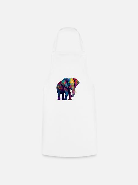 Bunter Elefant - Kochschürze - Weiß