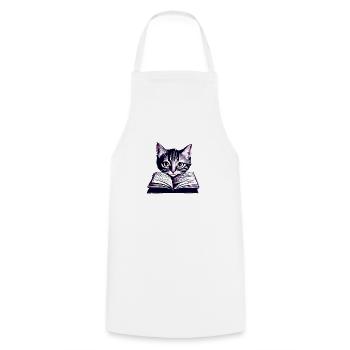 Books Cat Reading Domestic Cat Cat Book Kitten - Cooking Apron - white - Front - AI Model Male 185 dark (185cm)