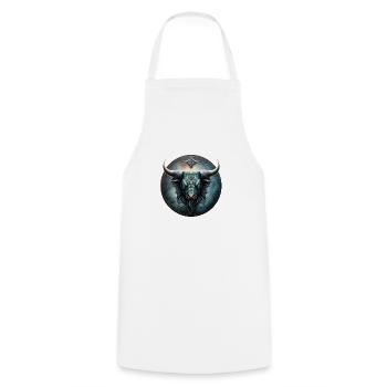 Carved bull - Cooking Apron - white - Front - AI Model Male 185 dark (185cm)