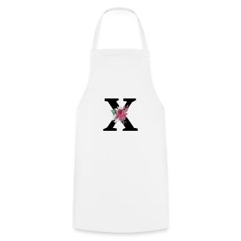 Letter x floral - Cooking Apron - white - Front - AI Model Male 185 dark (185cm)