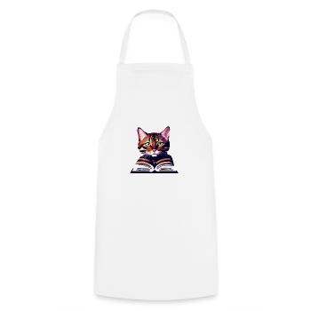 Cat Book Kitten Reading Cat Books Domestic Cat - Cooking Apron - white - Front - AI Model Male 185 dark (185cm)
