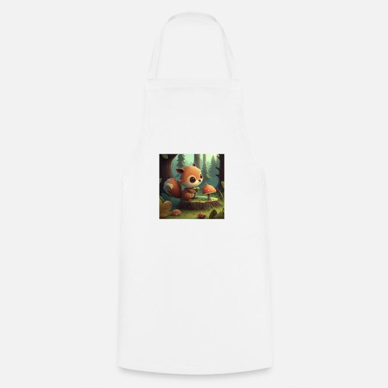 Cute squirrel eats in nature - Cooking Apron - white