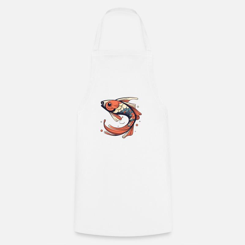 Koi-Karpfen - Kochschürze - Weiß