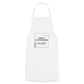 joyeux anniversaire ma cherie - Tablier de cuisine - blanc - Devant - AI Model Male 185 dark (185cm)