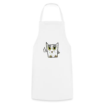 Fuck you owl montre un doigt d’honneur - Tablier de cuisine - blanc - Devant - AI Model Male 185 dark (185cm)