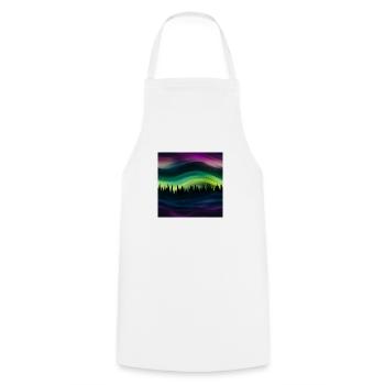 Luminous Skies: Northern Lights Collection - Cooking Apron - white - Front - AI Model Male 185 dark (185cm)