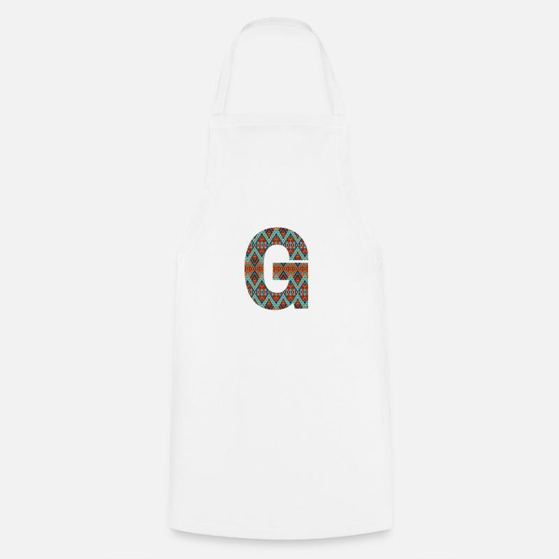 Buchstabe G- Boho-Design, Buntes Monogramm - Kochschürze - Weiß