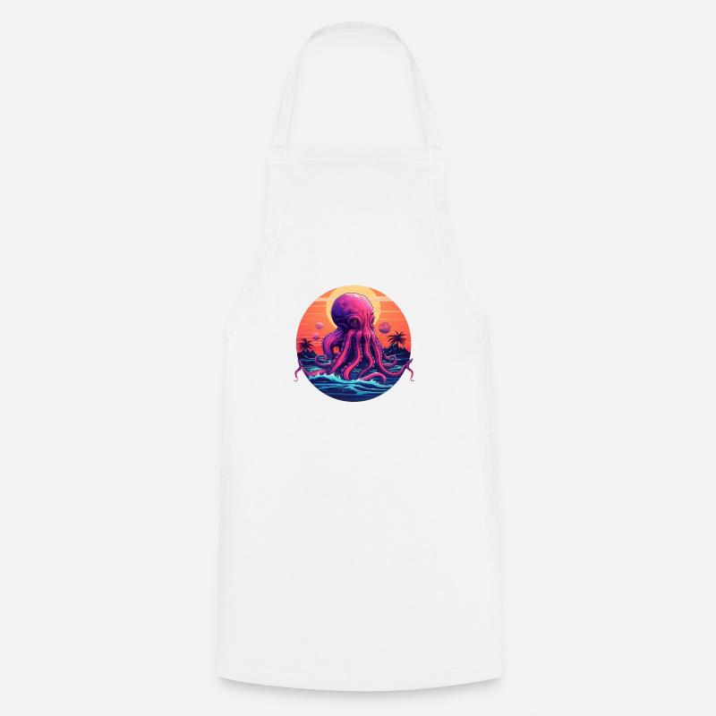 Octopus 80s synthwave 1 without stroke - Tablier de cuisine - blanc