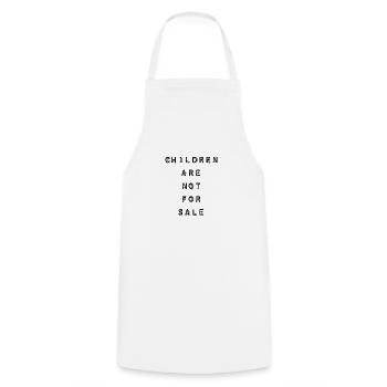 T-Shirt « Les enfants ne sont pas à vendre » - Tablier de cuisine - blanc - Devant - AI Model Male 185 dark (185cm)