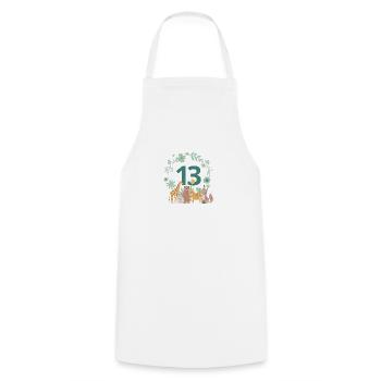13th anniversary - animal birthday - Cooking Apron - white - Front - AI Model Male 185 dark (185cm)