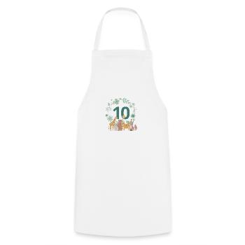 10th anniversary - animal birthday - Cooking Apron - white - Front - AI Model Male 185 dark (185cm)