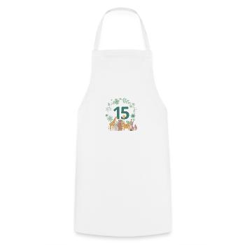 15th anniversary - animal birthday - Cooking Apron - white - Front - AI Model Male 185 dark (185cm)