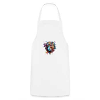 Fashionable street art woman - Cooking Apron - white - Front - AI Model Male 185 dark (185cm)
