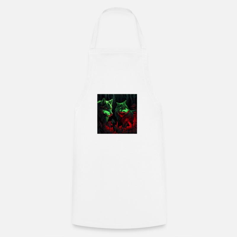 Loups style néon fluo - Tablier de cuisine - blanc