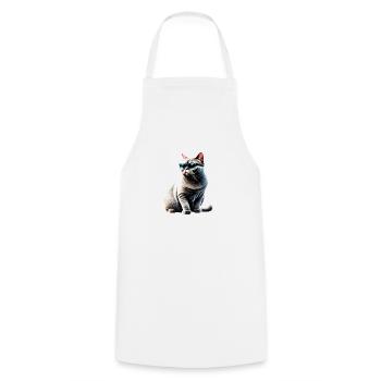 Chat, animal de compagnie, chat domestique, chaton, propriétaire de chat - Tablier de cuisine - blanc - Devant - AI Model Male 185 dark (185cm)