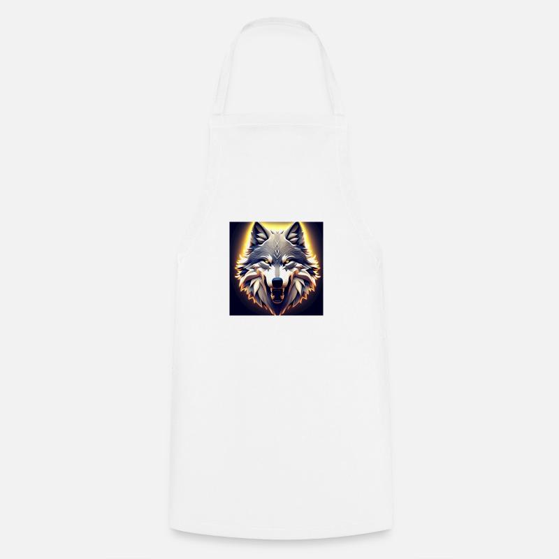 Wolf's Head - Cooking Apron - white
