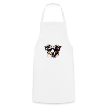 Australian Shepherd Sunglasses Dog Holder - Cooking Apron - white - Front - AI Model Male 185 dark (185cm)