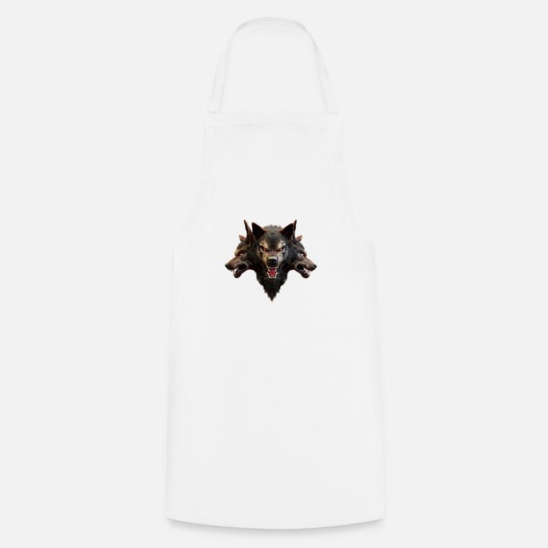 Wolf Devil Heads Evil Creepy Werewolf - Cooking Apron - white