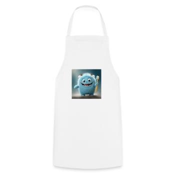 cute little fluffy monster toothbrush brush teeth - Cooking Apron - white - Front - AI Model Male 185 dark (185cm)