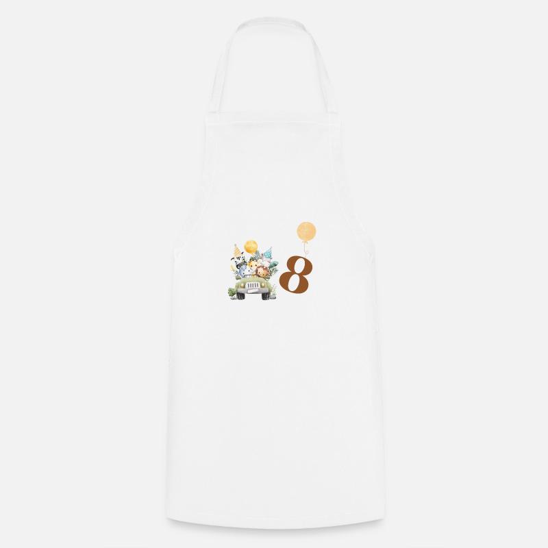 8e anniversaire safari - Tablier de cuisine - blanc