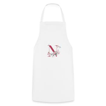 Lettre n floral -idée cadeau - Tablier de cuisine - blanc - Devant - AI Model Male 185 dark (185cm)