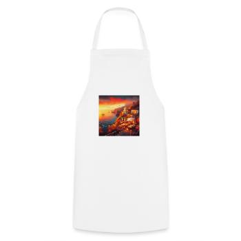 Un café au coucher du soleil au bout du monde - Tablier de cuisine - blanc - Devant - AI Model Male 185 dark (185cm)
