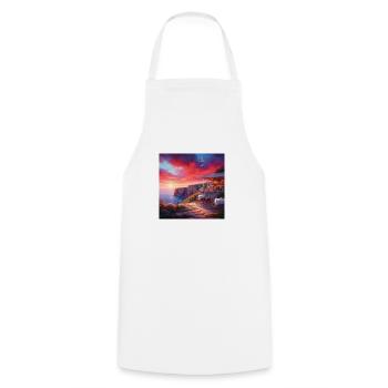 Un café au coucher du soleil au bout du monde - Tablier de cuisine - blanc - Devant - AI Model Male 185 dark (185cm)
