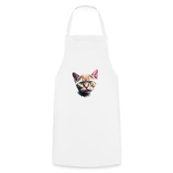 Chat domestique, Chat, Propriétaire de chat, Chat siamois, Chaton - Tablier de cuisine - blanc - Devant - AI Model Male 185 dark (185cm)