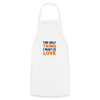 AMOUR. Une chemise, un mot. - Tablier de cuisine - blanc - Devant - AI Model Male 185 dark (185cm)
