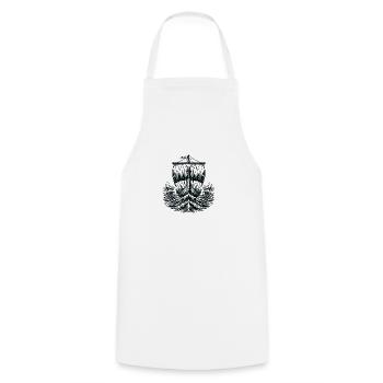 Viking Norse Longship - Cooking Apron - white - Front - AI Model Male 185 dark (185cm)