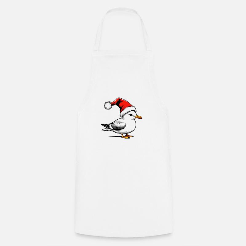 Weihnachts-Möwe mit Mütze - Kochschürze - Weiß