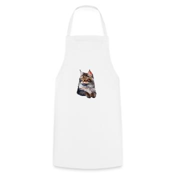 Maine Coon Cat Cat Chat Propriétaire Chaton Chaton - Tablier de cuisine - blanc - Devant - AI Model Male 185 dark (185cm)