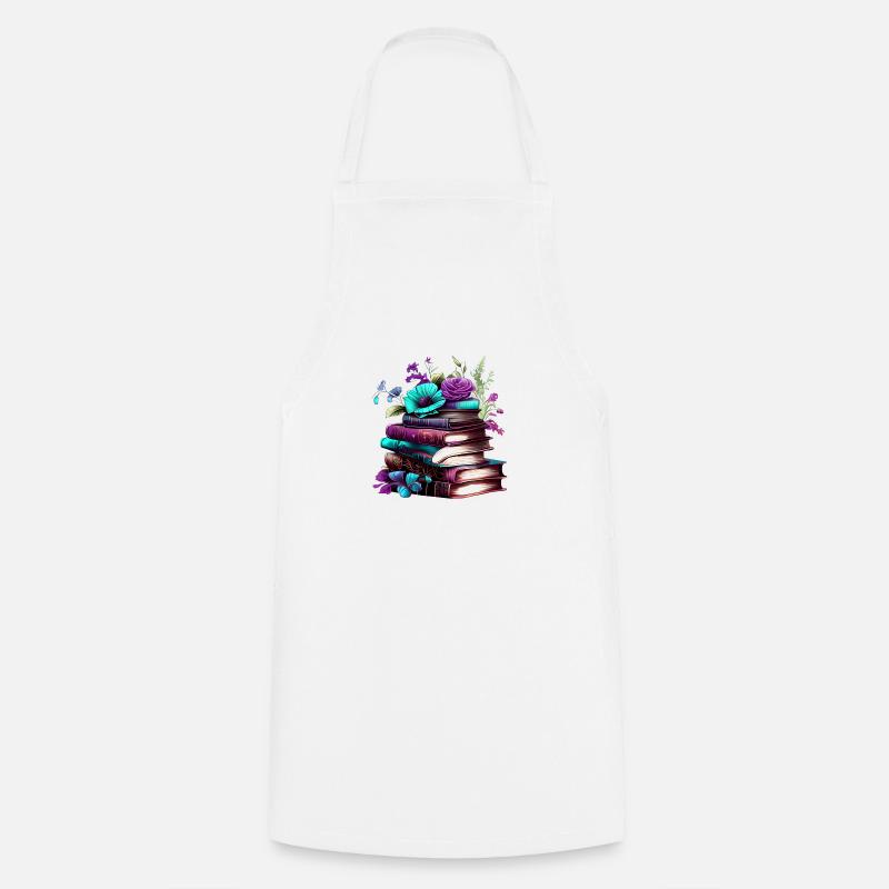 Book Reading Books Reader Gift Book Lover - Cooking Apron - white