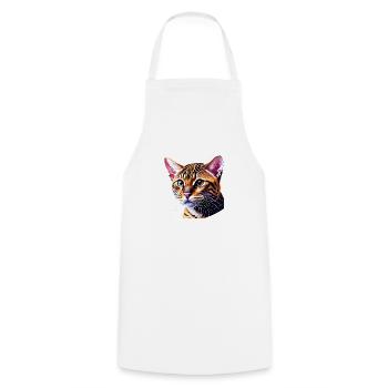 Chat, Animal de compagnie, Chat domestique, Chaton, Propriétaire de chat - Tablier de cuisine - blanc - Devant - AI Model Male 185 dark (185cm)