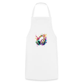 Headphones, Singer, Music Listening, Musician, Gamer, Singing - Cooking Apron - white - Front - AI Model Male 185 dark (185cm)