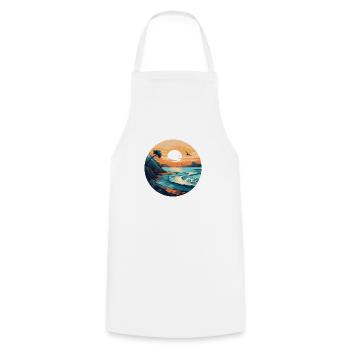Sunset ocean - Cooking Apron - white - Front - AI Model Male 185 dark (185cm)