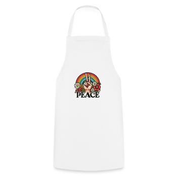 Signe de paix - Tablier de cuisine - blanc - Devant - AI Model Male 185 dark (185cm)