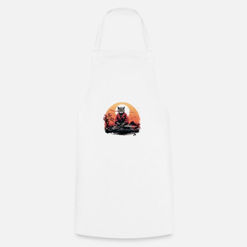 Chat Sakura - Tablier de cuisine - blanc