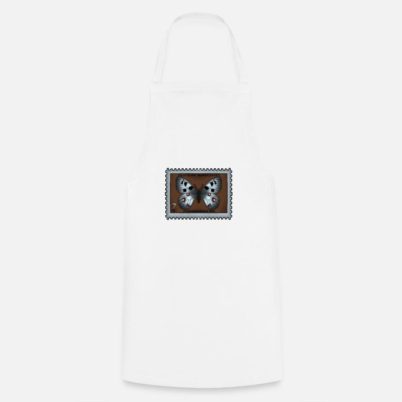 Timbre-poste papillon - Tablier de cuisine - blanc