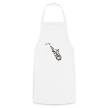 The saxophone is a woodwind instrument - Cooking Apron - white - Front - AI Model Male 185 dark (185cm)