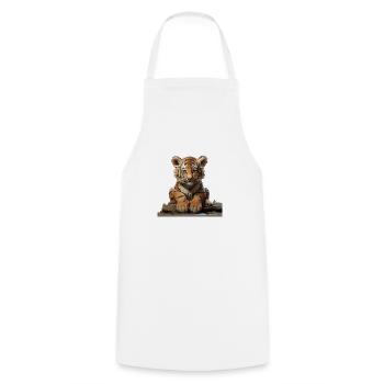 Young tiger on the prowl - Cooking Apron - white - Front - AI Model Male 185 dark (185cm)