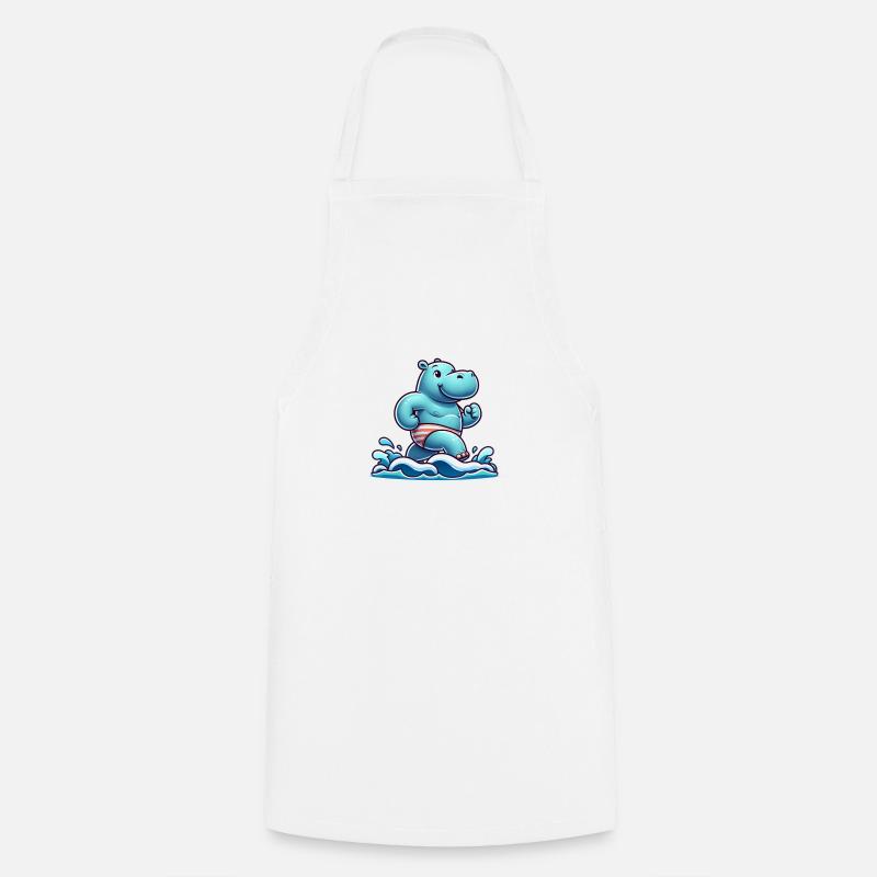 Hippopotame de compétition de natation - Tablier de cuisine - blanc