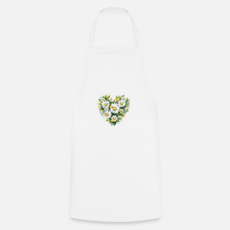 Daisy Heart - Cooking Apron - white