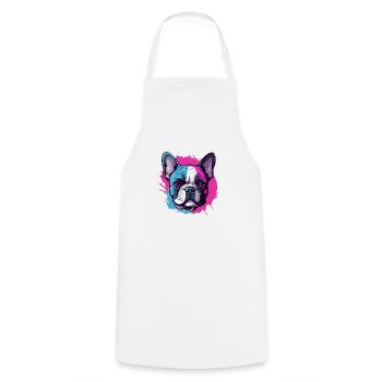 Bouledogue français coquin - Tablier de cuisine - blanc - Devant - AI Model Male 185 dark (185cm)