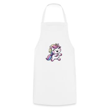 Happy Unicorn dancing - Cooking Apron - white - Front - AI Model Male 185 dark (185cm)