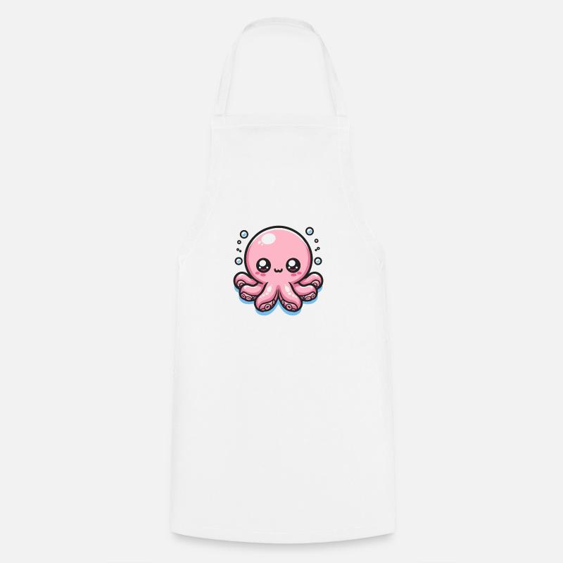 Mignon Kawaii Pink Octopus - Tablier de cuisine - blanc