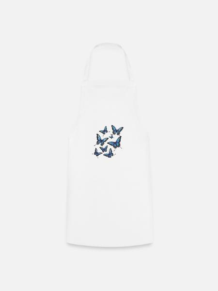 Blaue Schmetterlinge - Kochschürze - Weiß