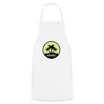 Palmiers hawaïens - Tablier de cuisine - blanc - Devant - AI Model Male 185 dark (185cm)