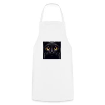 Cute black cat with big yellow eyes - Cooking Apron - white - Front - AI Model Male 185 dark (185cm)